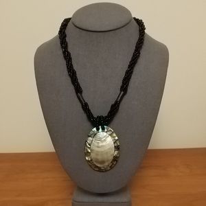 NWOT Abalone Shell w/ Black beaded necklace